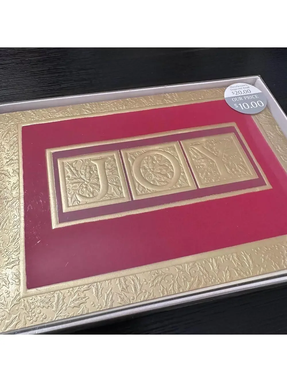 Embossed Joy Gold And Red Holiday Cards And Envelopes 14 Ct Boxed Set New